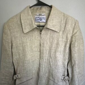 International Scene Linen Zip Front Jacket Size 8 Neutral Lightweight